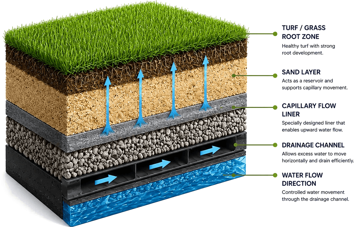 Capillary Flow bunker liner cross-section